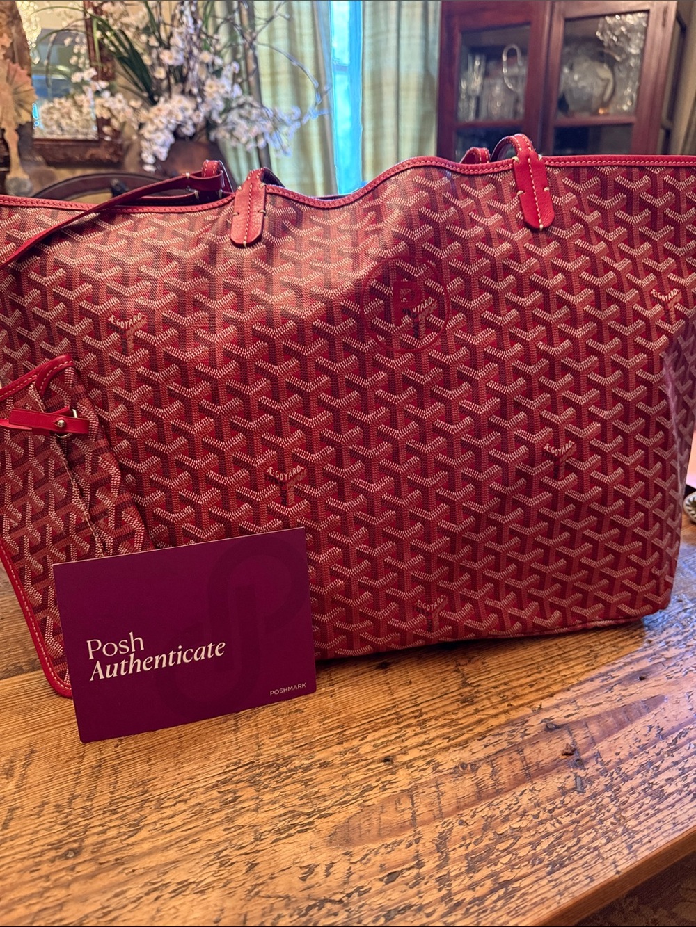 Goyard Red Patterned Saint Louis-Style Tote GM